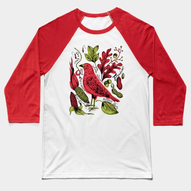 Red Crow Art Baseball T-Shirt by SWON Design